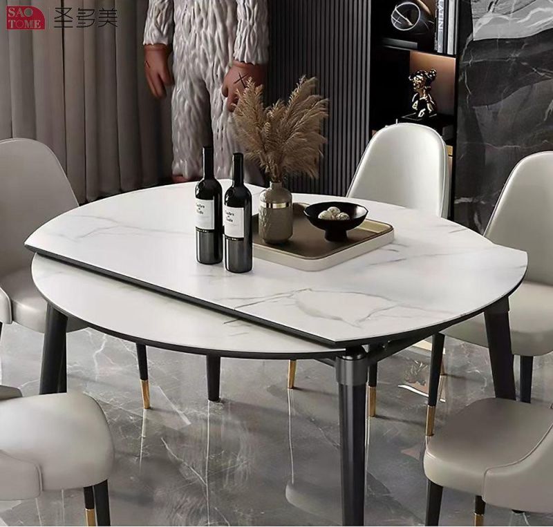 Italian Style Hotel Restaurant Home Living Room Furniture Stainless Wooden Slate Dining Table