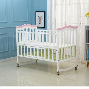 Painted Solid Wood Baby Cot Unique 3 in 1 Baby Furniture with Cradle