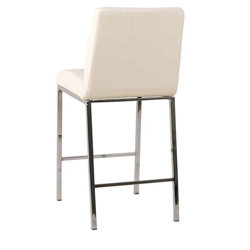 Square Factory Price Modern White PU Leather Bar Chair with Metal Legs