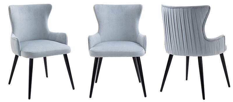 Leisure Velvet Dining Chairs with Black Chrome Legs for Home