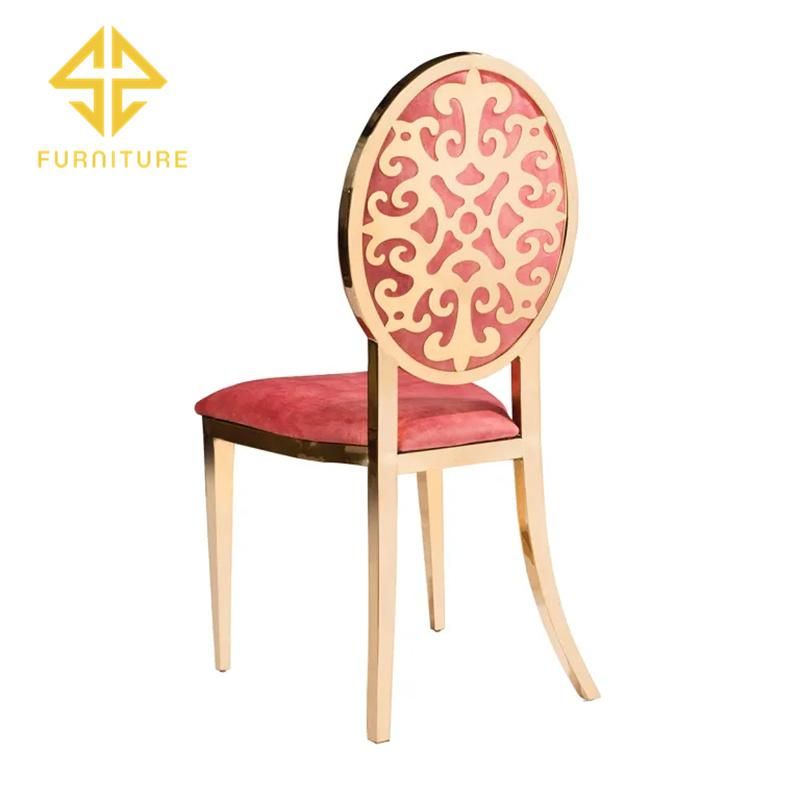 Modern Luxury Stainless Steel Frame Velvet Cushion Wedding Chair for Event Banquet Using