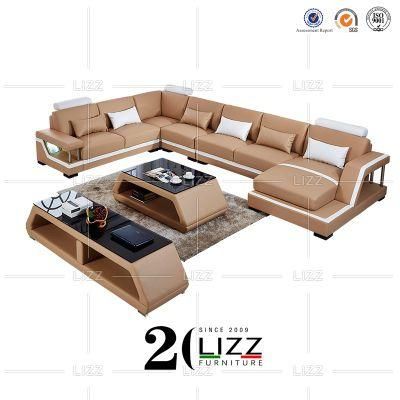 Wholesale Promotional High Quality Functional Living Room Furniture Modern LED Leather Sofa