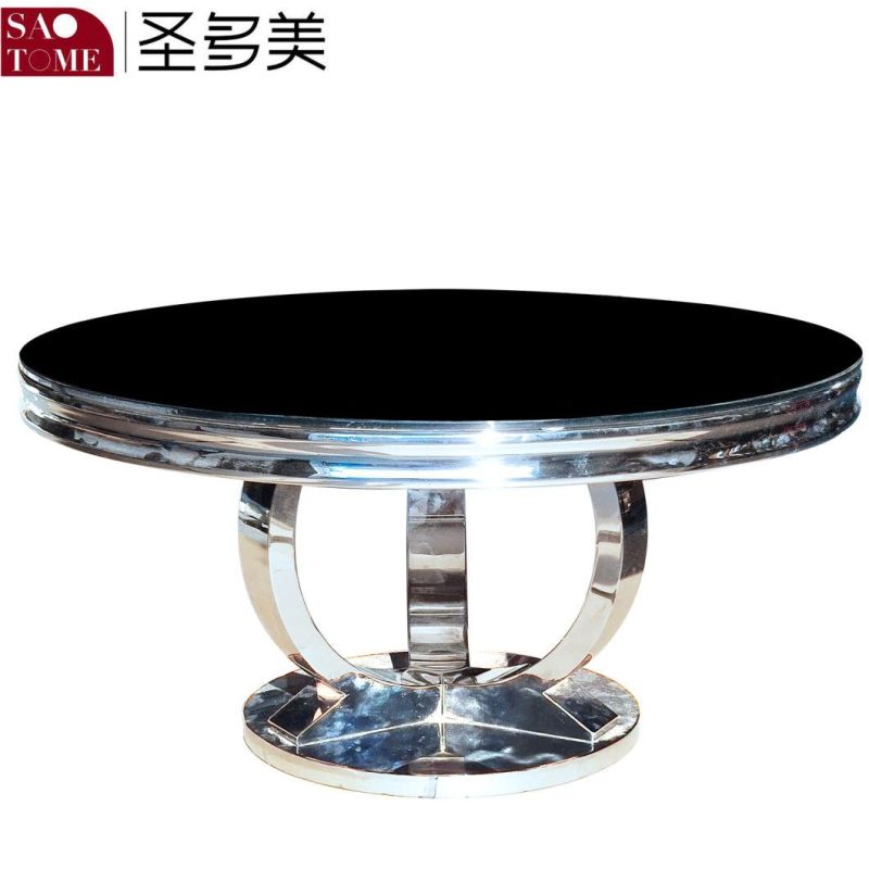 Modern Simple Stainless Steel Black Glass Coffee Table