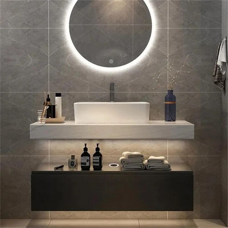 China Factory Wholesale Luxury Rock Plate Bathroom Cabinet with Mirror Cabinet