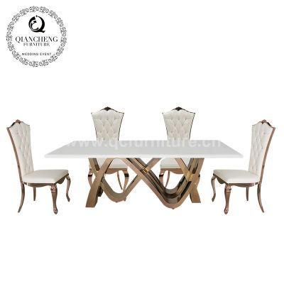 Modern Metal Base Mrable Dining Table Set