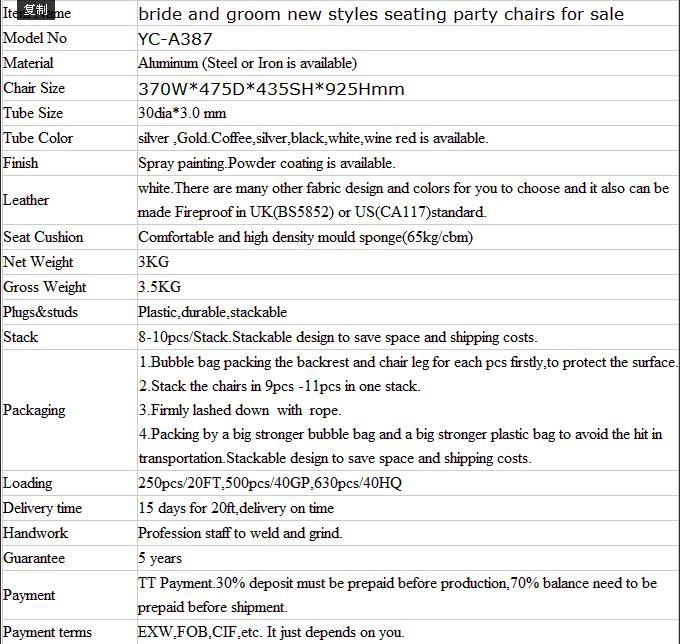 Yc-A387 Bride and Groom New Styles Seating Chiavari Chair for Wedding