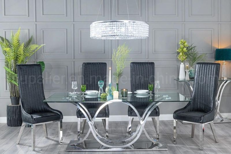 Wholesale China Designer Rectangle Glass Dining Tables with Chairs