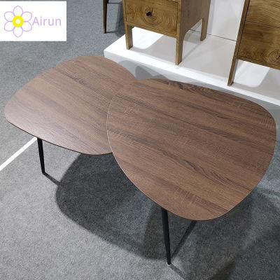 Home Furniture Wholesale Living Room Custom Modern Wood Tea Table Metal Frame Wooden Top Coffee Table