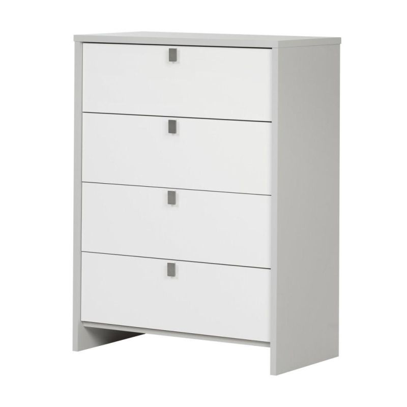 4-Drawer Chest, Soft Gray & Pure White