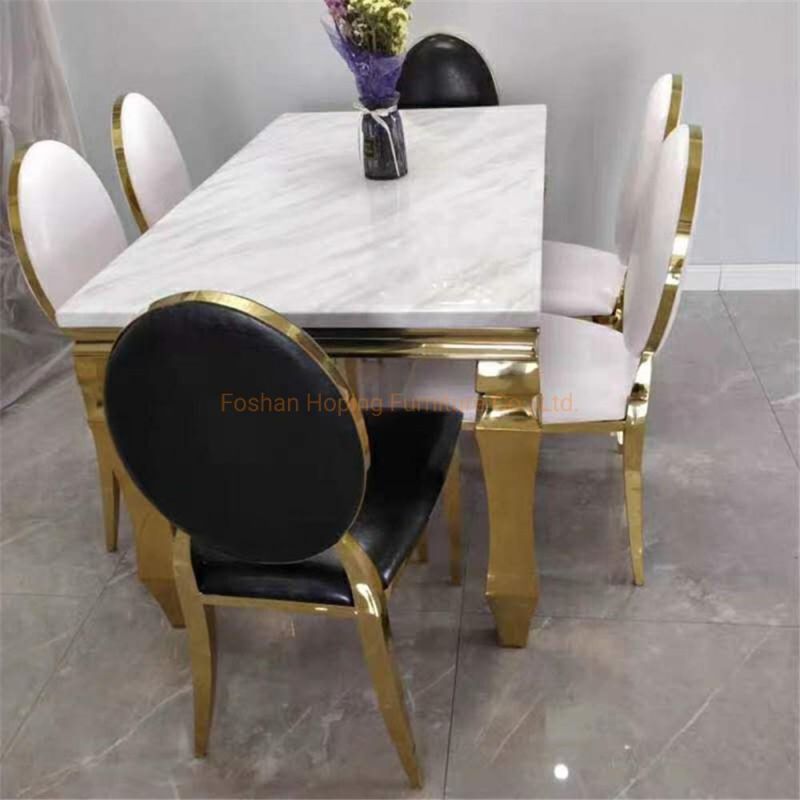 Modern Style Living Room Furniture Hotel Restaurant Metal White Top Dining Table