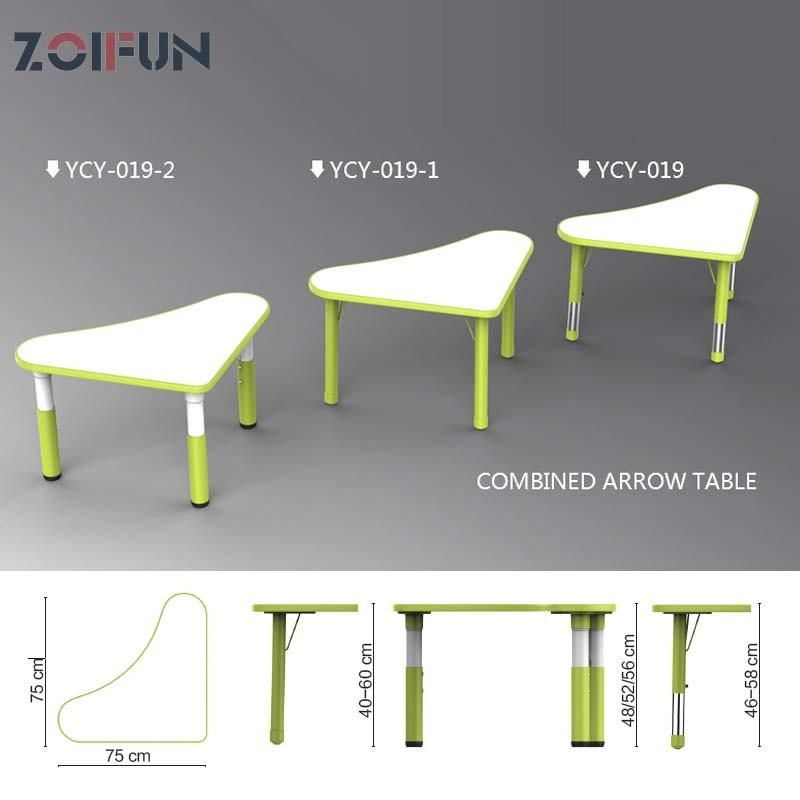 Height Adjustable Green Color Plastic Kindergarten School Desk and Chair Nursery Furniture