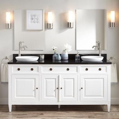 Modern Solid Wood Vanity Storage Cabinet Design Luxury Marble Double Sink Basin Bathroom Wooden Vanity Cabinets Set