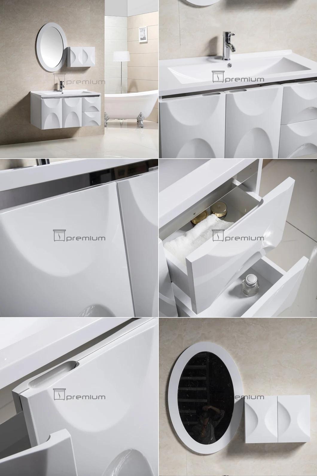 1000mm Width White Wall Mounted Modern Design PVC Bathroom Vanity Cabinet Furniture