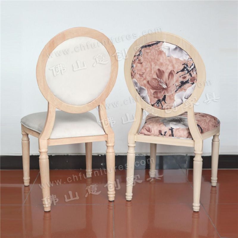 Vintage Design Fabrication Wood Frame French Round Back Modern Restaurant Louise Dining Chairs