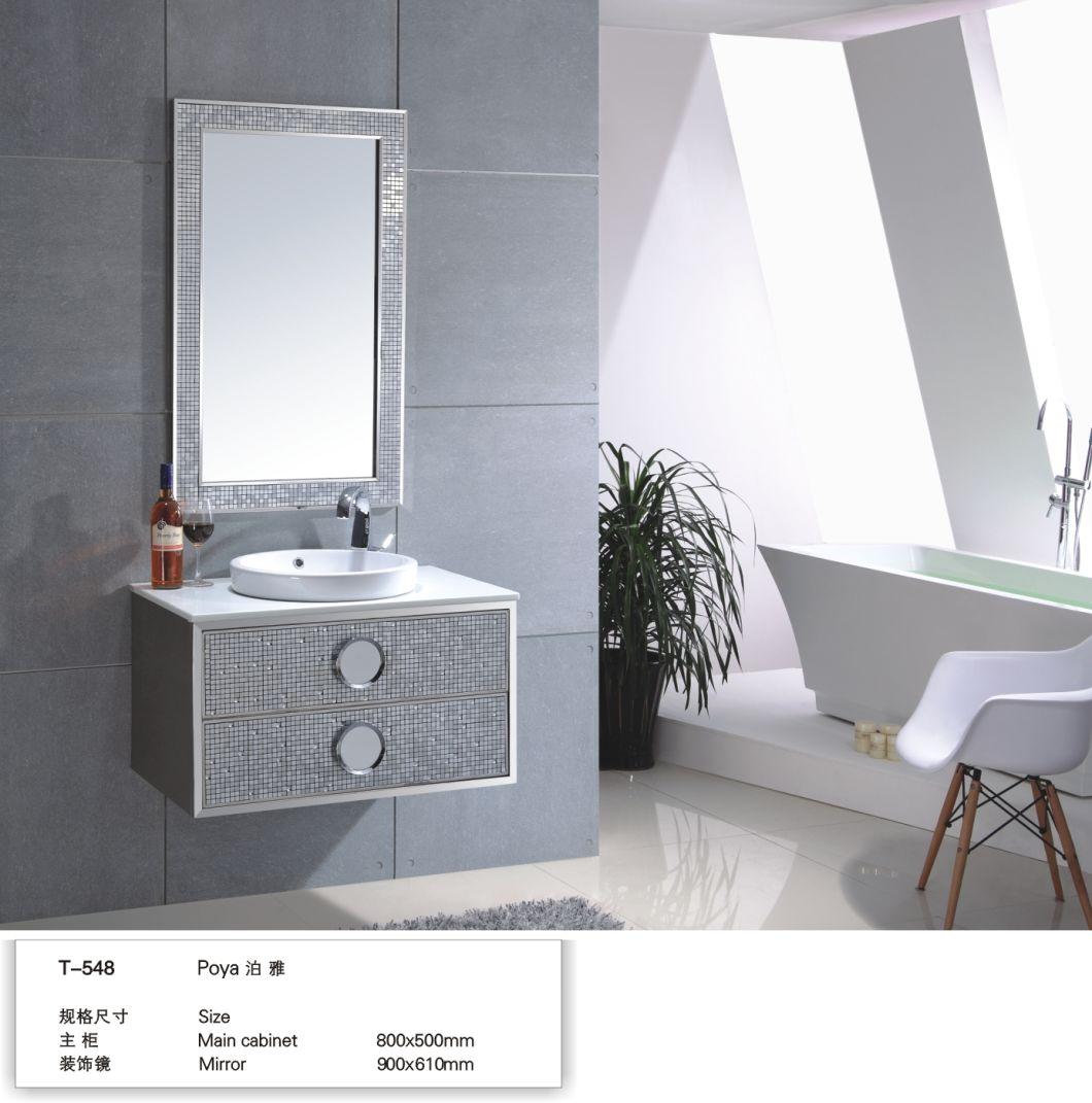 Mirrored Marble Countertop Stainless Steel Modern Toilet Storage Bathroom Furniture