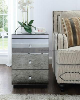 Modern Nightstand Storage Cabinet Corner Mirrored Bedside Table for Bedroom