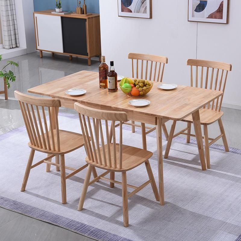 Dining Table and Chair Combination Solid Wood Creative Telescopic Modern Minimalist Nordic Long Home Cafe Restaurant Dining Chair