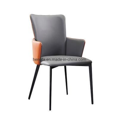 Factory Modern Furniture Hardware Armrest PU Leather Dining Chairs