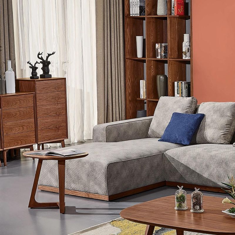 High Quality Modern Nodic Style Home Furniture Wooden Corner Sofa