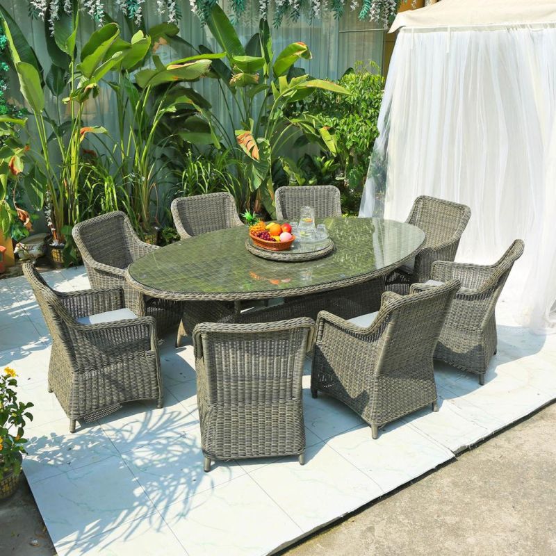 Factory Supply Modern Outdoor Aluminum Frame Rattan Dining Table and Chair Furniture Set for Home Garden Patio