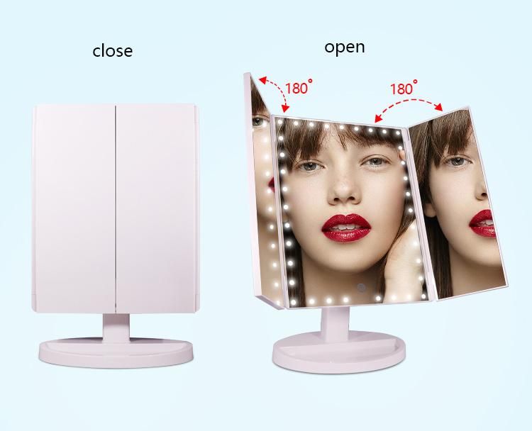 Hot Selling LED Illuminated Trifold Makeup Mirror