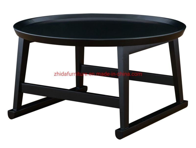 Black Modern Wooden Coffee Table for Hotel Bedroom Living Room