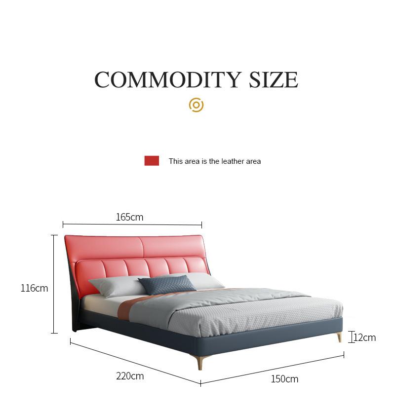 Foshan Factory Wholesale 1.8m Bedroom Furniture Bed Frames Modern Leather King Size Bed