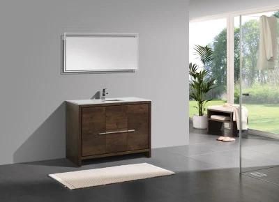 48&quot; Rose Wood Modern Bathroom Vanity with White Quartz Counter-Top