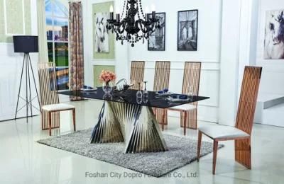 High Quality Luxury Stainless Steel Irregular Dining Table with Artificial Marble Top