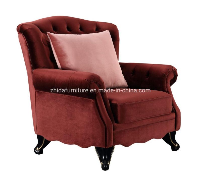 Chinese Factory Upholstery Classic Chair with Wood Leg