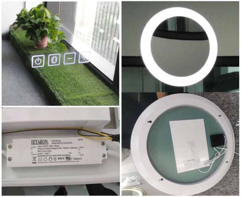 LED Backlit Round Bathroom Vanity Anti-Fog Circle Wall Mounted Mirror with Dimmable Touch Sensor