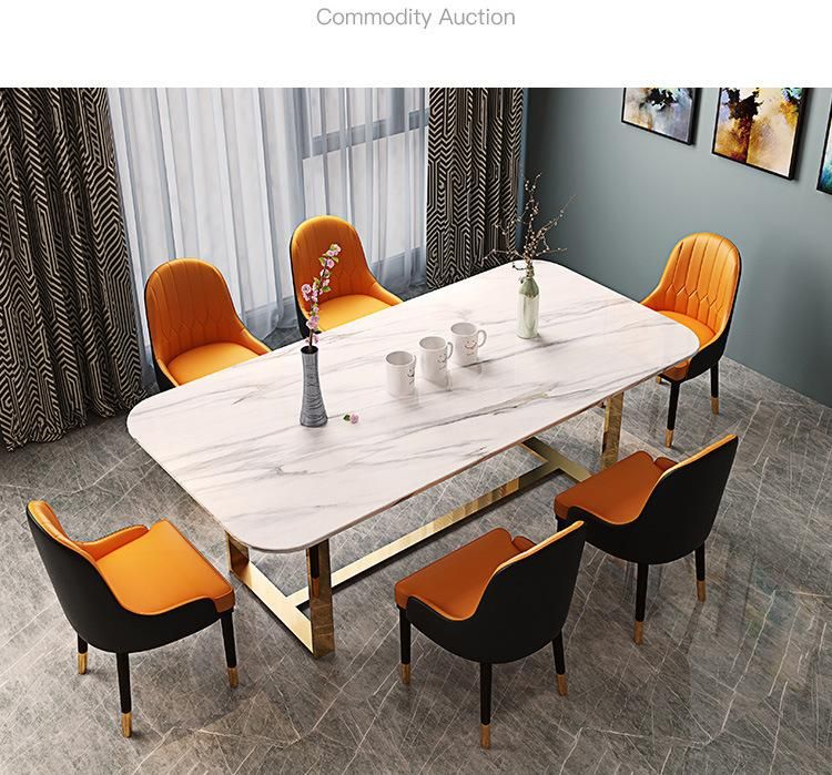 Luxury Simple Style Gold Metal Leg Table Dining Room Furniture