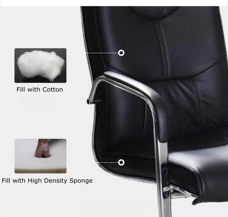 Hot Sale Luxury Office Furniture Fixed Metal Legs Black PU Leather Training Chair