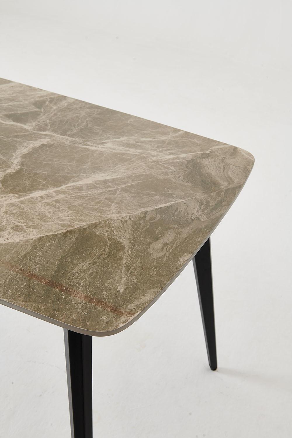 High Quality Carbon Steel Legs Grey Marble Office Table