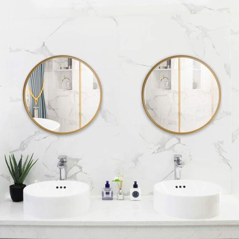 Hot Selling 24 in X 32 in Satin Golden Rectangular Aluminum Alloy Framed Bathroom Vanity Mirror