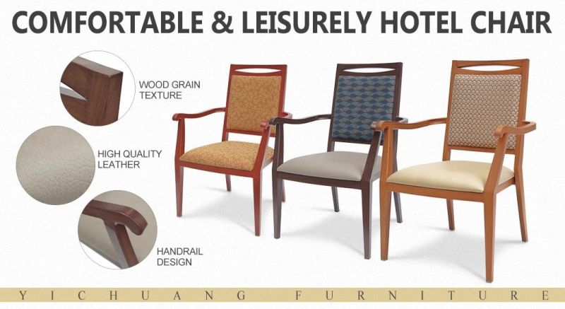 Modern Red Wood Grain Frame Pattern Backrest Home Outdoor Hotel Armrest Dining Chair