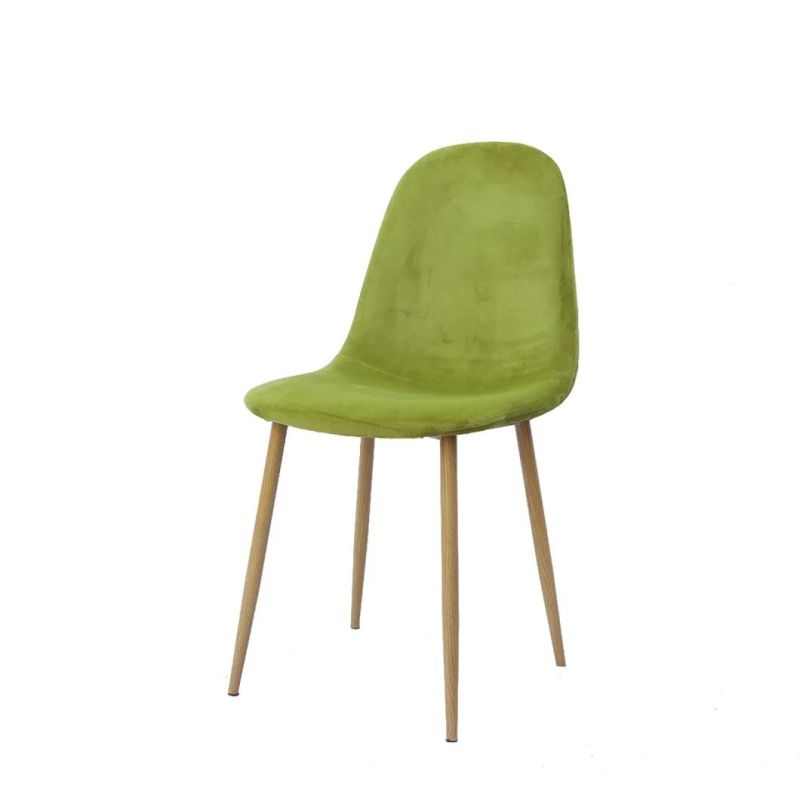 Wholesale Home Furniture Colored Velvet Fabric Dining Chair with Paper Metal Legs