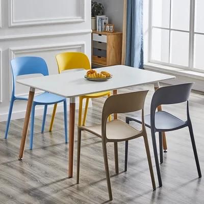 China Wholesale Home Furniture Modern Colorful 4 Plastic Chairs White MDF Dining Table Sets