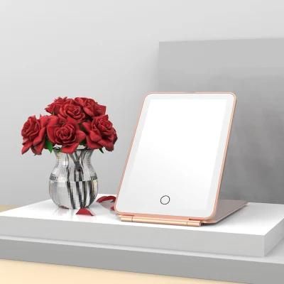 Desktop Folding Makeup Mirror HD LED Vanity Mirror Adjustable