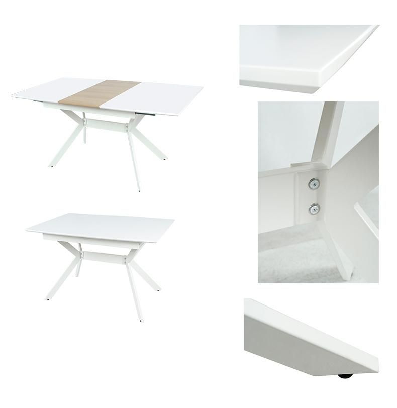 Wholesale Modern Livining Room Home Banquet Restaurant MDF Top Metal Legs Extendable Dining Table