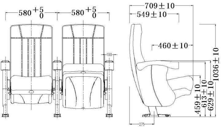 Home Cinema Multiplex Economic 2D/3D Theater Cinema Auditorium Movie Chair