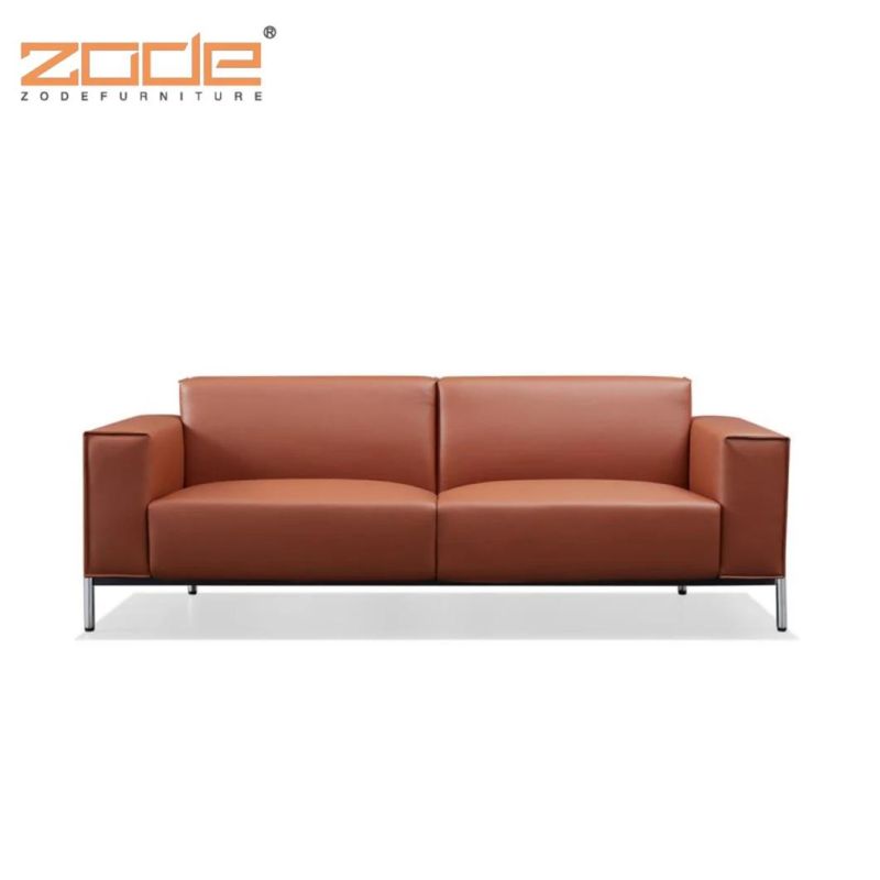 Zode Modern Sectional 2 Seater Leather Reddish Brown Sofa European Style House Living Room Sofa