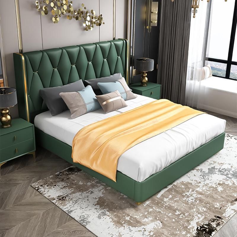 Latest China Factory New Style PU Leather King Size Soft Bed