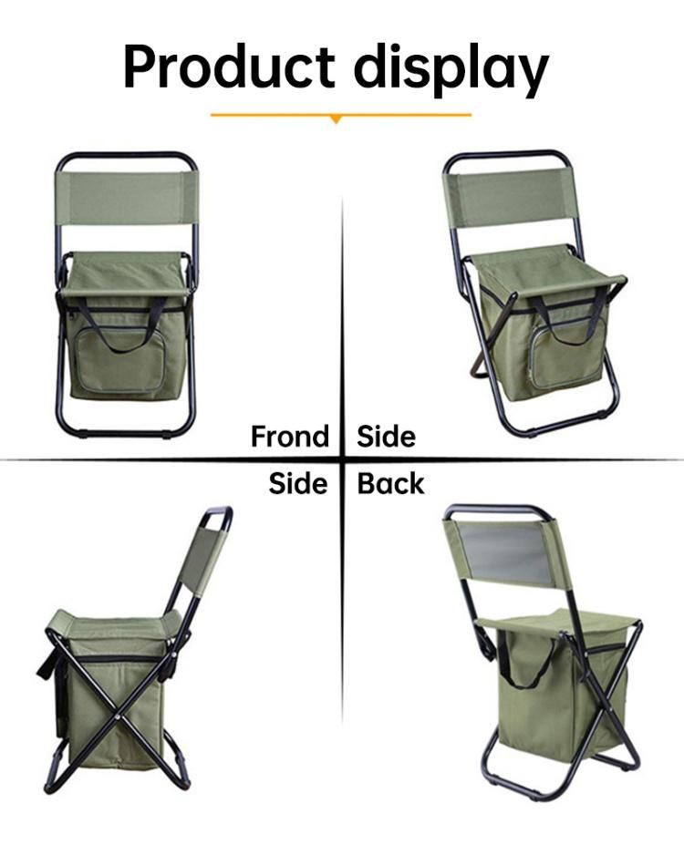 Lightweight Backrest Stool Compact Carp Fishing Chair Seat with Cooler Bag