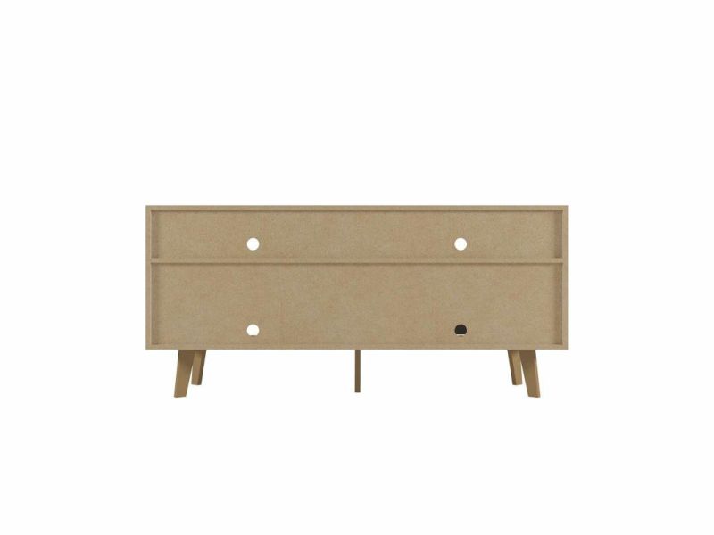 MID-Century Modern Noah TV Stand Sliding Door for Tv′s up to 58 Inches (Off White/Natural)