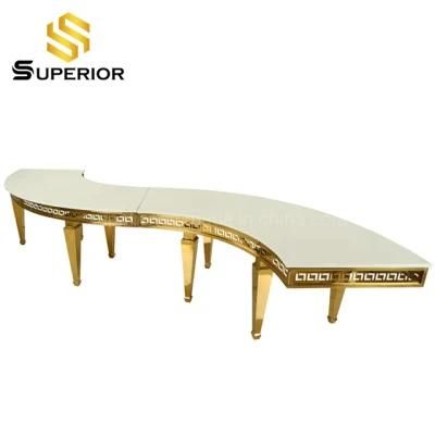 Event Luxury Gold Color S Shape MDF Wood Top Dining Table