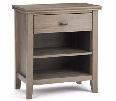 Solid Wood One-Drawer Nightstand (Distressed Gray)