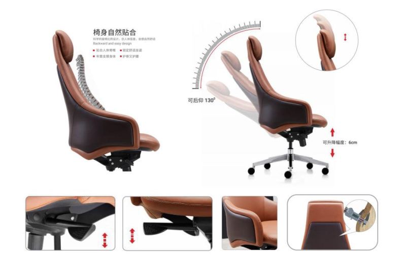 Zode New Arrival Modern Style Lift Swivel Ergonomic High Back Comfortable Leather Executive Office Chair Computer Chair with Headrest