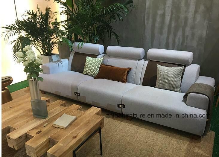 Living Room Leisure Style White Fabric Sofa Set