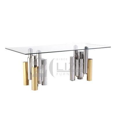 European Modern Style Dining Room Furniture Universal Glass Top Dining Top Square Dining Table